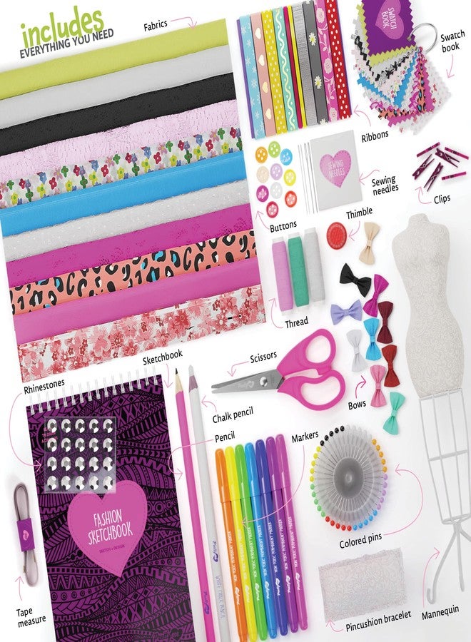 Pretty Me Fashion Design Studio - Sewing Kit for Kids - Designer Dress Girls Arts Crafts Kits Ages 8, 9, 10, 11, 12 Age - Sketch, Sew, Style - Kid Art Projects Gift - Girl Craft Activities Gifts - Image 3